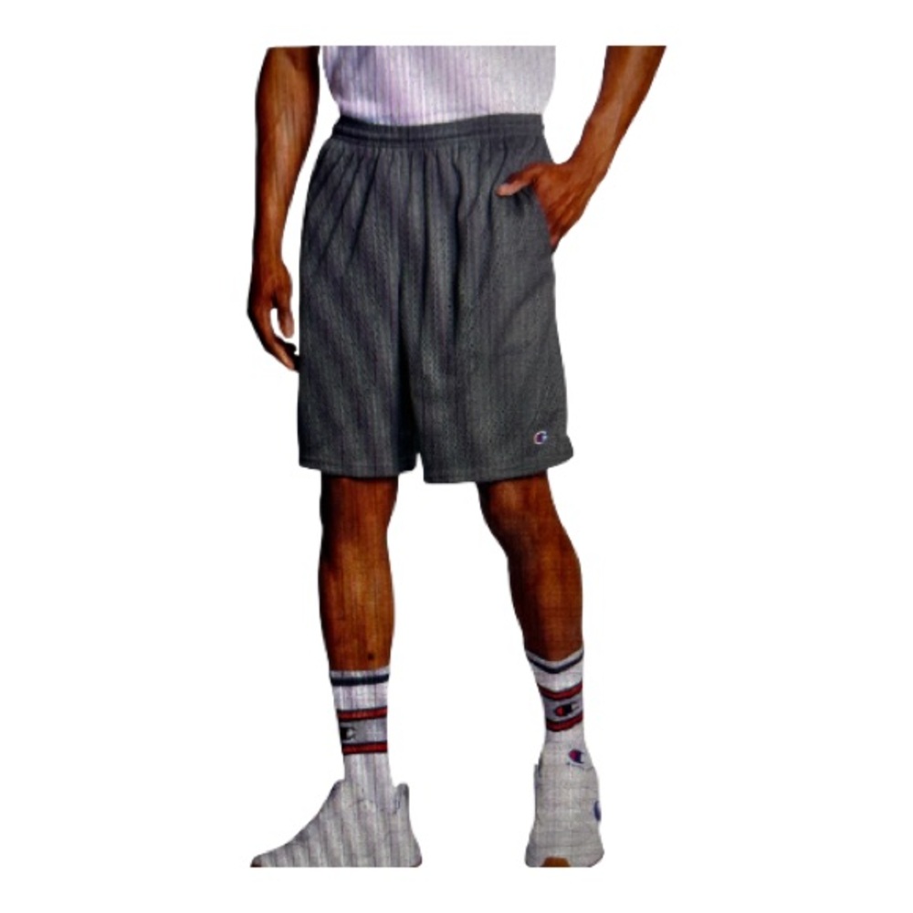 Champion Men's Long Mesh 9" Shorts with Pockets Size Large Granite Heather